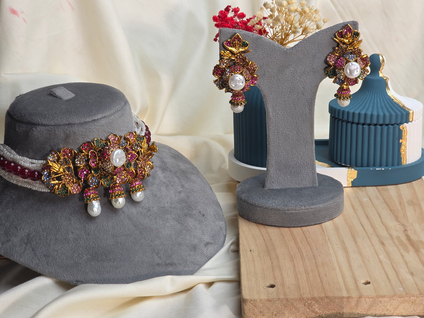 Vintage Turkish Choker Set in Ruby Red
