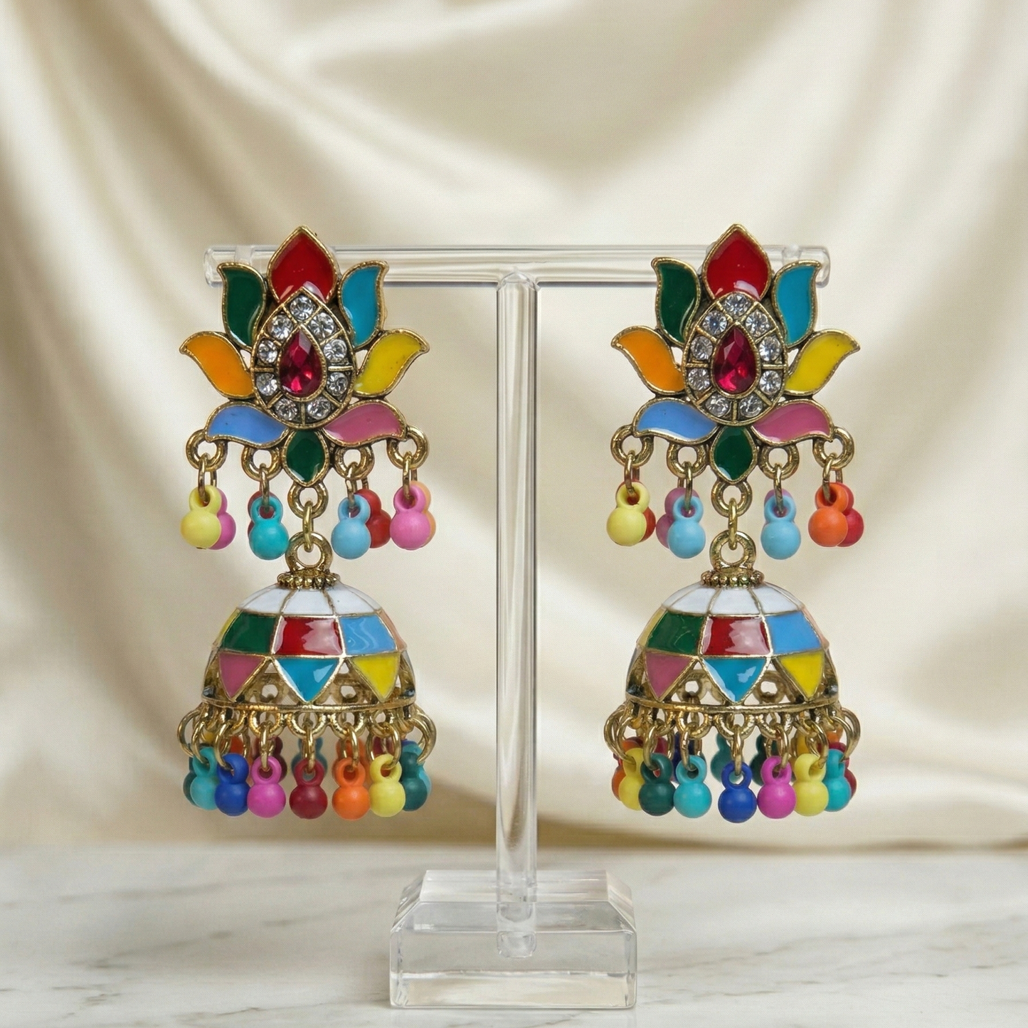 Lotus Jhumka Earrings