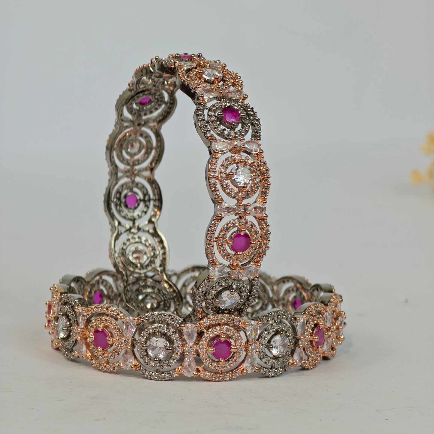 Luxury Pink-Tone Baguette Kara set