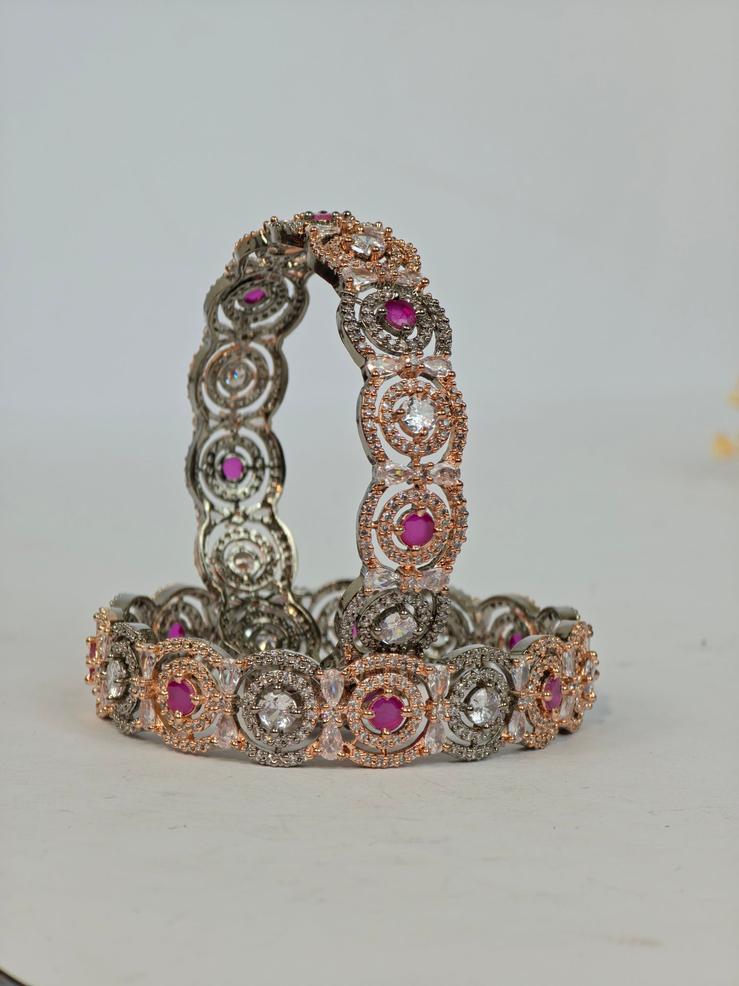 Luxury Pink-Tone Baguette Kara set