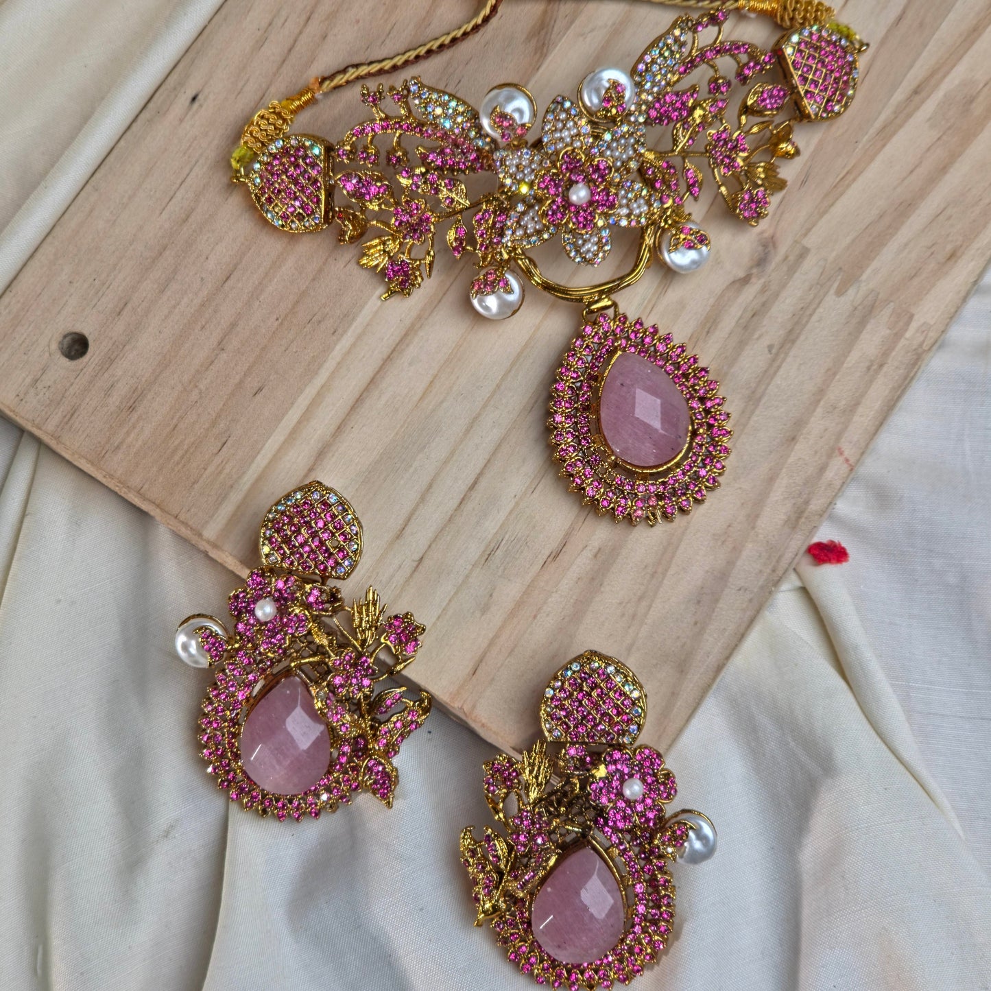 Imperial PINK Teardrop Necklace Set
