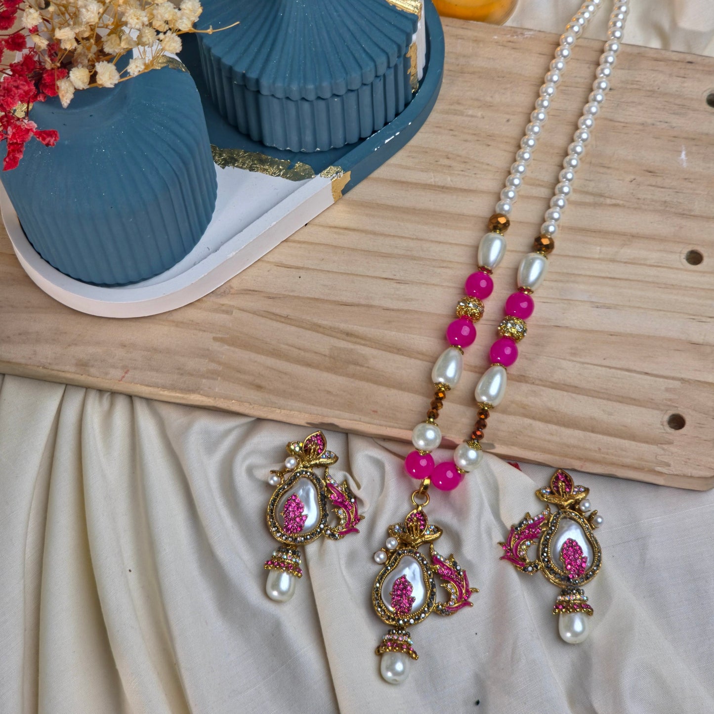 Royal Pink Floral Mala Set