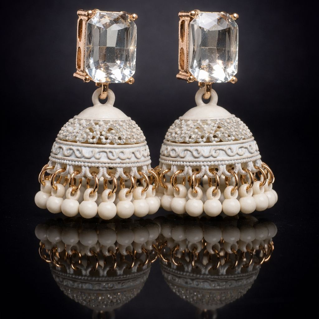 Midnight Bloom -Color Jhumka Earrings